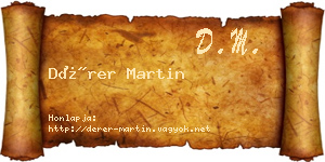 Dérer Martin névjegykártya